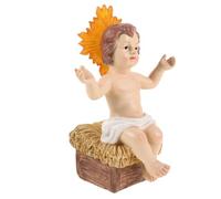 Figurine de L’garçon Fille Jésus en Résine, Crèche de Noël Peinte Main | Éclairage Doux, Pose Portable Étagère de Cheminée ou Autel, Décoration Religieuse pour Foyer Chrétien et Scène Festive