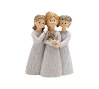 Figurine de la collection Sisters en résine blanche peinte à la main de 3 sœurs avec chiot, cadeaux pour femme, fille, amie, maison, salon, bureau, décoration de bureau, cadeau d'anniversaire et