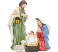 Figurine de la Sainte Famille - Ensemble de crèche de Noël avec lumière LED, figurine LED de la Sainte Famille, décoration artisanale en résine de Noël, statues du Saint-Père et de la Vierge for la dé