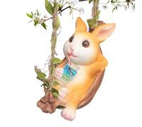 Figurine de lapin à bascule en résine - Statue de lapin de Pâques suspendue en résine pour l'extérieur - Adorable décoration de jardin pour jardin, pelouse, terrasse, balcon, printemps