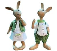 Figurine de lapin créative en résine de dessin animé - Statue de lapin vert pour décoration de maison, étagère, centre de table, décoration de bureau - 12,3 cm (Station Rabbit 5329)