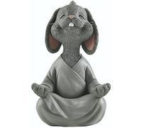 Figurine de lapin de Bouddha gris pour méditation, yoga, collection Happy Bunny - Cadeaux pour les amoureux des lapins, cadeaux pour les femmes, décoration de méditation, décoration de yoga