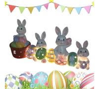 Figurine de lapin de bureau, œufs de lapin éclairés par LED - Figurines créatives d'animaux pour le printemps, les vacances, les œufs de lapin pour table basse, salle à manger