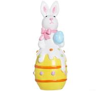 Figurine de lapin de Pâques, 1 statue en résine, décoration d'intérieur festive, affichage de vacances ludique pour étagère de salon (jaune)