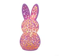 Figurine de lapin de Pâques lumineuse en plastique imprimée 3D - Design creux avec LED douce - Multicolore - Décoration de table pour salon, chambre d'enfant, étagère (U2-44 lapin violet)