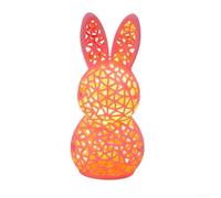 Figurine de lapin de Pâques lumineuse en plastique imprimée 3D - Design creux avec LED douce - Multicolore - Décoration de table pour salon, chambre d'enfant, étagère (U2-41 Lapin rose)