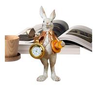 Figurine de lapin - Décoration de chapeau haut-de-forme d'horloge, jolie statue de lapin de Pâques, ornement sur le thème du pays des merveilles, décoration de fête de vacances de printemps, catégorie