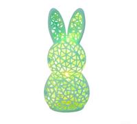 Figurine de lapin éclairée imprimée en 3D conçue pour la décoration printanière avec géométrie creuse équilibrée et lumière chaude (U2-43 Lapin vert)