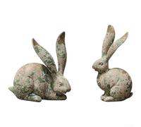 Figurine de lapin en résine avec aspect bronze antique - Décoration nordique pour studio, loft ou petite maison (I)
