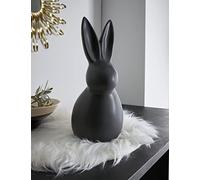 Figurine de lapin noir en porcelaine - Noir mat - 26 cm de haut - Décoration de Pâques