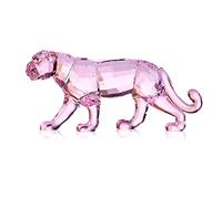 Figurine de léopard réaliste en cristal pour décoration de table (rose)