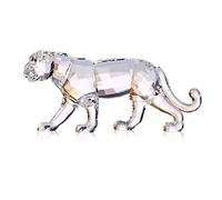 Figurine de léopard réaliste en cristal pour décoration d'intérieur (blanc)