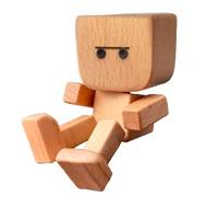 Figurine de l'homme en bois tremblant - Panneau en bois | Figurines de voiture pour tableau de bord | Statue drôle pour Birthday Road Trip Truck Sedans Console de la console de la chambre à coucher