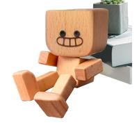 Figurine de l'homme en bois tremblant - Panneau en bois | Figurines de voiture pour tableau de bord | Statue drôle pour Birthday Road Trip Truck Sedans Console de la console de la chambre à coucher