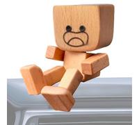 Figurine de l'homme en bois tremblant - Panneau en bois | Figurines de voiture pour tableau de bord | Statue drôle pour Birthday Road Trip Truck Sedans Console de la console de la chambre à coucher