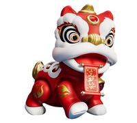 Figurine de lion : jouet de mouvement musical, lion chinois avec lumière LED, animal de compagnie culturel vibrant, sculpture décorative résistante | Noël du Nouvel An lunaire pour célébration de
