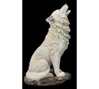 Figurine de loup blanche - Appel du chef de meute - Statue décorative de 28 cm