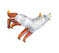 Figurine de loup hurlant en cristal soufflé à la main pour décoration de la maison