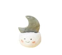 Figurine de lune en cristal naturel avec jolie base en argile, mini pierre précieuse décorative pour bureau, maison et bureau, cadeau fait à la main - Plusieurs options (labradorite)