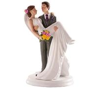 dekora - Figurine gâteau de mariage « Mariée dans les bras » 20 cm - Décoration de Gâteau de mariage en Résine - Design Original et Détaillé - Cake topper Apte au Contact Alimentaire