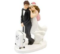 Figurine de mariage - SUJ4991 - Couple de mariés - Noir et blanc - 17.5 cm - Résine