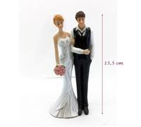 Figurine de mariage - Unique - Couple de mariés - 15,5 cm - Résine - Robe rose clair nacrée