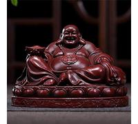 Figurine de méditation de Bouddha Statue de Bouddha riant Chinois Ornements de Couleur Bronze Résine Feng Shui Grand Bouddha Maitreya Sculpture Figurines Décoration de la Maison Ornement de Statue de