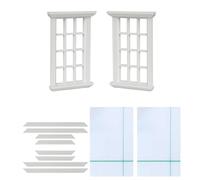 Figurine de modèle de fenêtre Miniature en Bois 1/12, 2 pièces | Projet d ' architecture décorative, décor de scène rurale, meubles de maison de poupée, ensemble de jeu interactif,