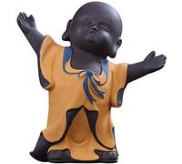 Figurine de Moine Statue de Bouddha, Sculpture Zen pour la décoration de la Maison, décoration Bouddhiste en céramique, Ornements, Jaune