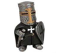 Figurine de nain médiéval en résine peinte à la main avec casque et hallebarde pour décoration de jardin (W138)