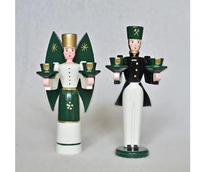 Figurine de Noël ange et mineur Vert Hauteur env. 15 cm NOUVEAU Noël Neige Seiffen Bougies Monts Métallifères Décoration d'hiver Minier Église Lumière Bois Forêt Décoration Fenêtre