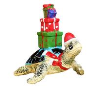Figurine de Noël en forme d'animal - Sculpture d'animal de Noël - Statue de tortue festive - Artisanat de Noël - Statue d'animal de vacances - Sculpture de Noël en résine - 1,9 x 11,2 x 11 cm - Pour