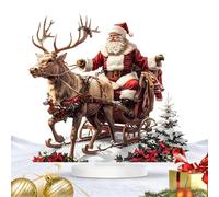 Figurine de Noël en Forme de Renne et de traîneau du Père Noël, Statue du Père en traîneau à cerf - Acrylique 2D sur décor de Rennes en - Figurine de en de r