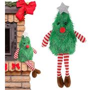 Figurine de Noël en peluche à longues jambes en forme de sapin de Noël, décoration de table lumineuse pour bureau, cheminée, bureau, fête, école, salle de classe