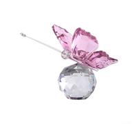 Figurine de papillon, décoration élégante en verre pour décoration de maison, jardin, centre de table et presse-papier fonctionnel, artisanat exquis (rose)