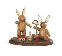 Figurine de Pâques Deux Qui Joue Hasenkinder Nature Petit H=6cm Neuf Décoration