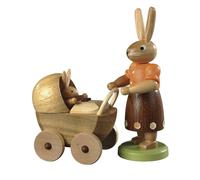 Figurine de Pâques Mère Lièvre Avec Poussette Couleur Lassiert Petit H=11cm Neu