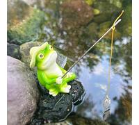Figurine de pêche décorative pour étang de jardin - Figurine de grenouille - Décoration pour jardin - Décoration de jardin pour l'extérieur - Grenouille - Nains de jardin pour l'extérieur - Statue de