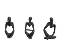 Figurine de penseur moderne en résine à exposer sur des surfaces horizontales, y compris bureaux, étagères, armoires et tables d'appoint (noir)
