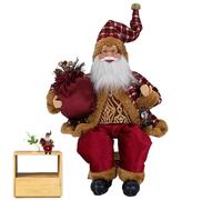 Figurine de Père Noël Assis - Statue décorative de Noël de 13,8 Pouces de Haut, Ornement Fait à la Main avec détails en Tissu, idée Cadeau Figure décorative | Décoration de Vie Classique