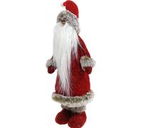 Figurine de Père Noël debout, décoration de Noël traditionnelle, rouge et blanc, feutre & fourrure synthétique, H41cm