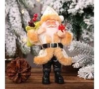Figurine de Père Noël debout en résine pour décoration de vacances à la maison, au bureau, à l'hôtel, convient pour un arbre de cheminée, mur (beige)