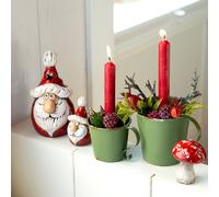 Figurine de Père Noël en céramique 10cm, set de 4 pièces - décoration de Noël parfaite, rouge et blanc