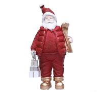Figurine de Père Noël en résine - Décoration saisonnière - Ornement peint à la main - 20 x 9 x 6 cm - Pour la maison - Objet de collection pour la fête - Beau accroche-regard pour la famille, les amis