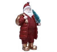 Figurine de Père Noël en résine - Décoration saisonnière - Ornement peint à la main - 20 x 9 x 6 cm - Pour la maison - Objet de collection pour la fête - Beau accroche-regard pour la famille et les