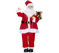 Figurine de Père Noël - HOMCOM - commande vocale, lumières LED scintillantes, bras pliables - polyester et plastique - 120cm -