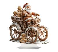 Figurine de Père Noël - Sculpture en Acrylique 2D en Forme de leçon de Noël avec Compagnon en d'épice, Image d'art saisonnier avec Support | Présentoir de Noël pour Salon, Chambre à