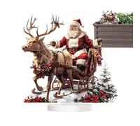 Figurine de Père Noël - Traîneau de Noël - Père Noël - Traîneau - 2D - En acrylique - Avec décorations de rennes - Père Noël - Traîneau - Père Noël - Traîneau