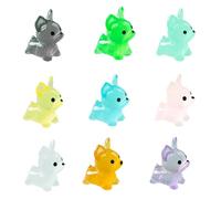 Figurine de petit chien, figurines de chiot qui brillent dans le noir | 9x figurines de chiots mignons brillent dans le noir | Miniature d’animal de petit chiot pour l’artisanat de paysage de mousse,