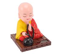 Figurine de Petit Moine, Petite Décoration Solaire de Moine Bouddhiste À Détection D'Énergie Lumineuse, Décoration Automatique de Statue de Moine de Voiture pour la Maison et la Voiture(Rouge)